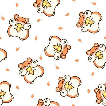 Cute kawaii hamster. Seamless pattern. Stock Illustration