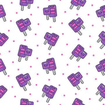 Cute kawaii key. Seamless pattern. Illustrazione stock
