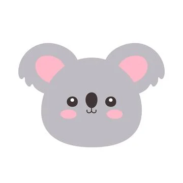 Cute Kawaii Koala Face Flat Vector Illustration Stock Illustration