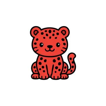 Cute kawaii leopard vector illustration Stock Illustration