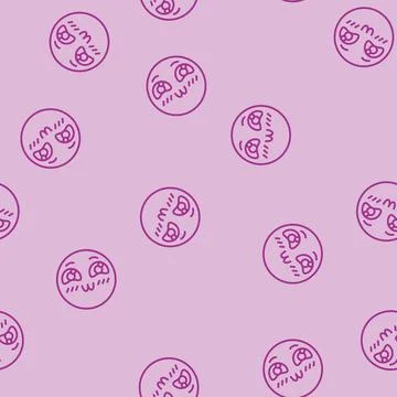 Cute kawaii line seamless pattern イラスト素材