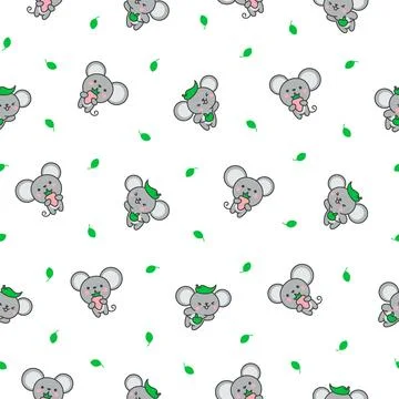 Cute kawaii mouse. Seamless pattern. Stock Illustration