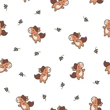 Cute kawaii pony. Seamless pattern. Stock Illustration