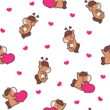 Cute kawaii pony. Seamless pattern. Stock Illustration