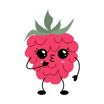 Cute kawaii raspberry fruit character illustration Stock Illustration
