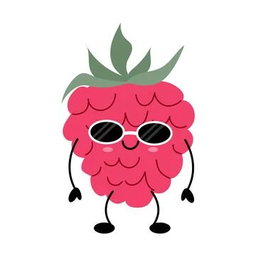 Cute kawaii raspberry fruit character illustration Stock Illustration