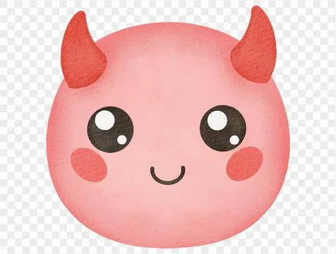Cute kawaii red devil Halloween cartoon spooky illustration watercolor vector Stock Illustration