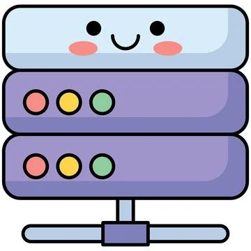 Cute kawaii smiling server rack character for cloud data storage Stock Illustration