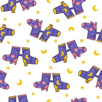 Cute kawaii socks. Seamless pattern. Stock Illustration