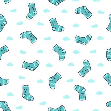 Cute kawaii socks. Seamless pattern. Stock Illustration