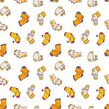 Cute kawaii socks. Seamless pattern. Stock Illustration