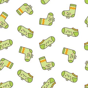 Cute kawaii socks. Seamless pattern. Illustrazione stock