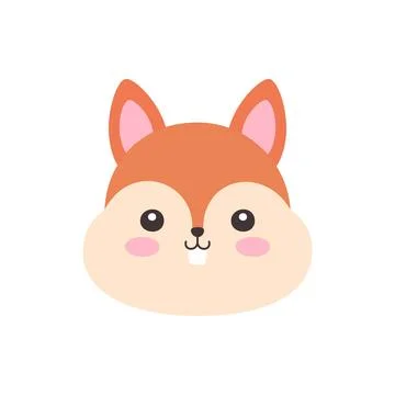 Cute Kawaii Squirrel Face Flat Vector Illustration Ilustración de archivo
