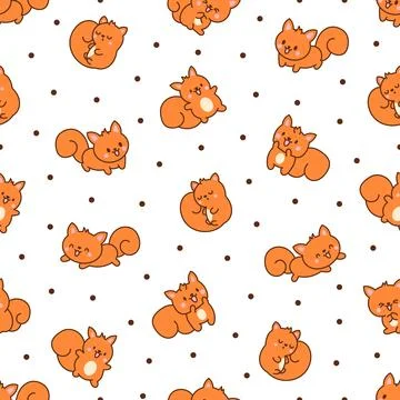 Cute kawaii squirrel. Seamless pattern. Stock Illustration
