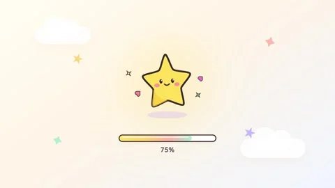 Cute kawaii star character loading progress bar animation on pastel backgro.. Stock Footage 346616648