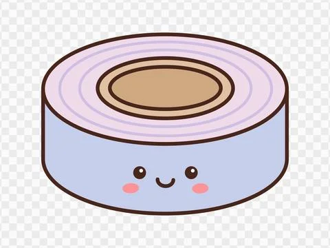 Cute kawaii tape roll vector illustration with smiling face and pastel colors Stock Illustration