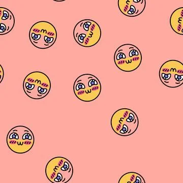 Cute kawaii vector seamless pattern Stock Illustration