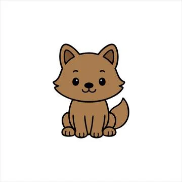 Cute kawaii wolf cartoon vector illustration Stock Illustration