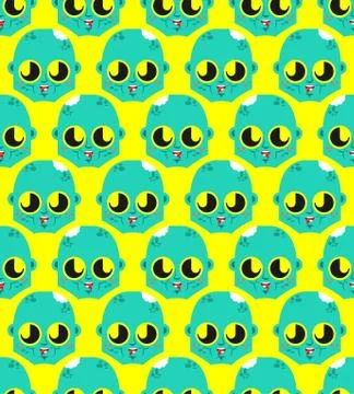 Cute kawaii Zombie pattern seamless. funny Living Dead cartoon style backgrou Illustration