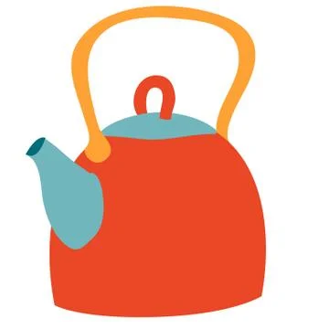 Cute kettle, flat, isolated object on a white background, vector illustration Stock Illustration