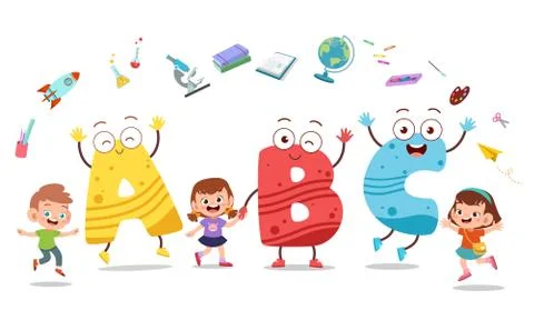 Cute kid alphabet vector set Stock-Illustration