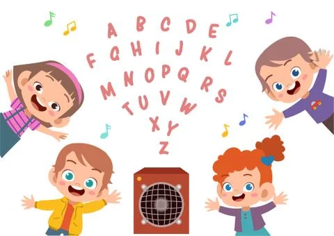 Cute kid alphabet vector set Stock-Illustration