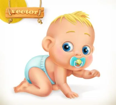 Cute kid. Baby. 3d vector icon Stock Illustration