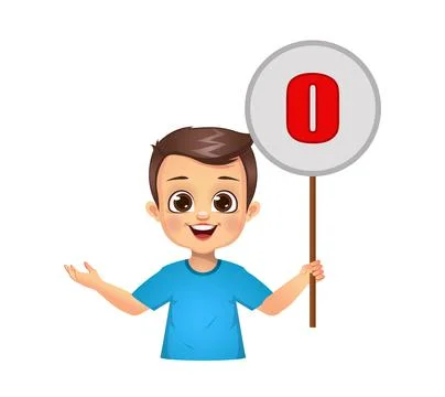 Cute kid counting numbers by showing number board Illustrazione stock