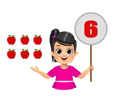 Cute kid counting numbers by showing number board Stock Illustration