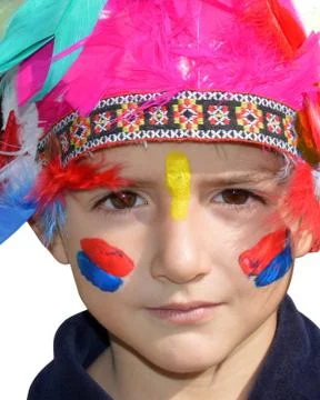 Cute kid dressed as Injun Stock Photos