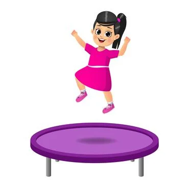 Cute kid jump on trampoline Stock Illustration
