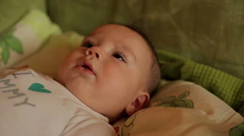 Cute Kid Lying In Bed Stock Footage 59775436