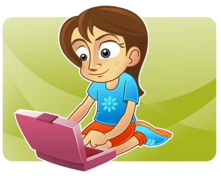 Cute kid on the net Stock Illustration