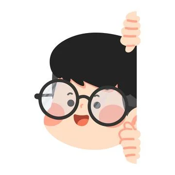 Cute Kid Peeking from Behind Stock Illustration