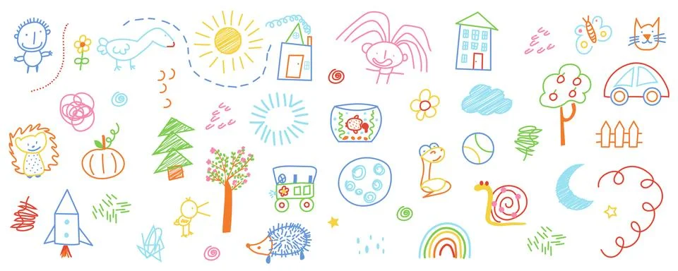 Cute Kid Scribble Vector Set Illustrazione stock