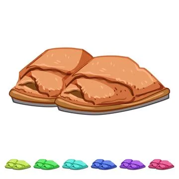 Cute kid slippers cartoon vector graphic Stock Illustration