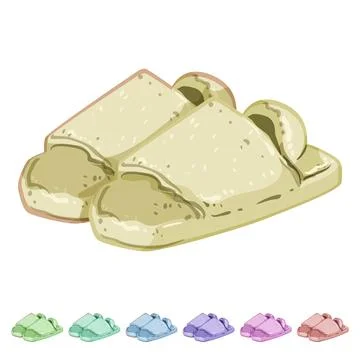 Cute kid slippers cartoon vector graphic Stock Illustration