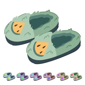 Cute kid slippers vector cartoon graphic Stock Illustration