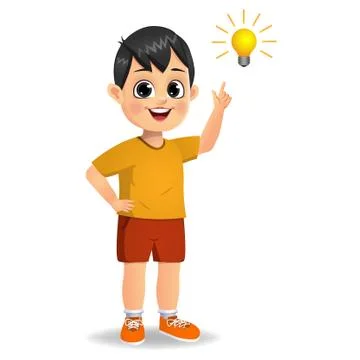 Cute kid thinking idea vector Stock Illustration