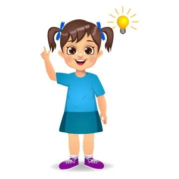 Cute kid thinking idea vector Stock Illustration