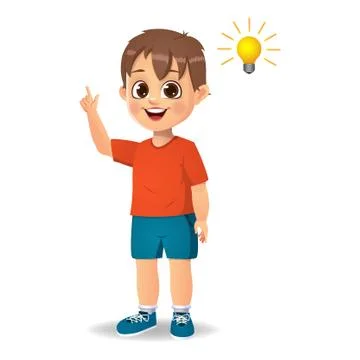 Cute kid thinking idea vector Stock Illustration