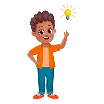 Cute kid thinking idea vector Stock Illustration