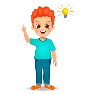 Cute kid thinking idea vector Illustrazione stock