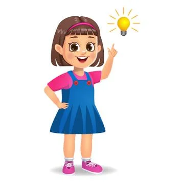 Cute kid thinking idea vector イラスト素材