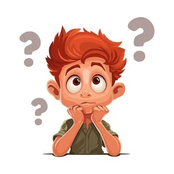 Cute Kid Thinking Idea on White Background. Vector Stock-Illustration