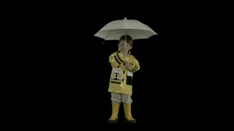 Cute kid with umbrella. Stock Footage 78873