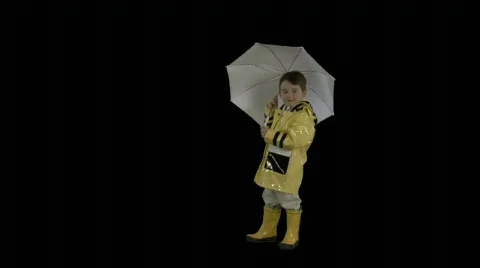 Cute kid with umbrella. Video stock 78877