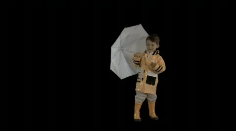 Cute kid with umbrella. Stock Footage 78878