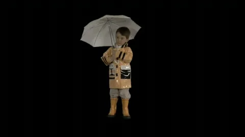 Cute kid with umbrella. Stock Footage 78883