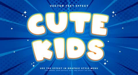 Cute kids 3d Editable Text Effect Illustrazione stock